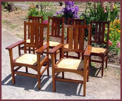 Set of Six Vintage Signed Gustav Stickley Dining Chairs